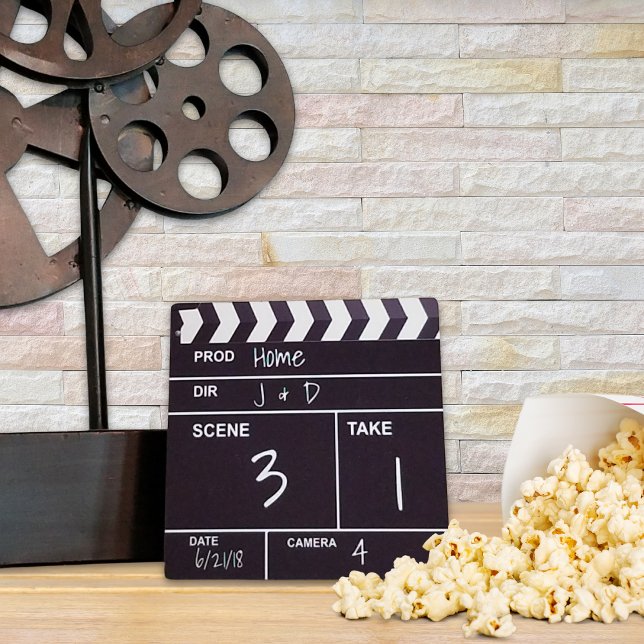 Personalised Custom Movie Clapboard Home Theatre Plaque (Personalize this cute movie clapboard with your own text! You have a choice of fonts, too.)
