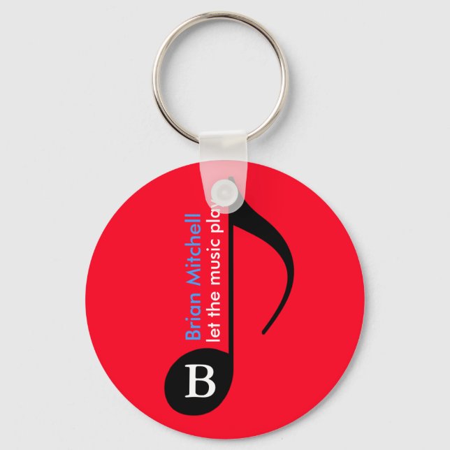 personalised / custom music note key ring (Front)