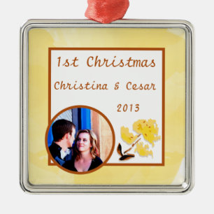 Personalised Custom Mustard Yellow Poppy Flower Br Metal Tree Decoration