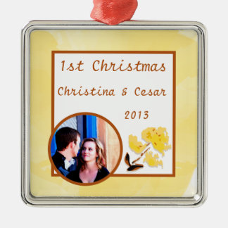 Personalised Custom Mustard Yellow Poppy Flower Br Metal Tree Decoration