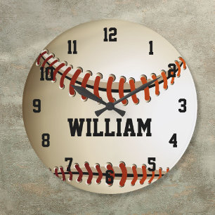 Personalised Custom Name Baseball Large Clock