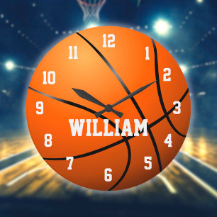 Personalised Custom Name Basketball Large Clock