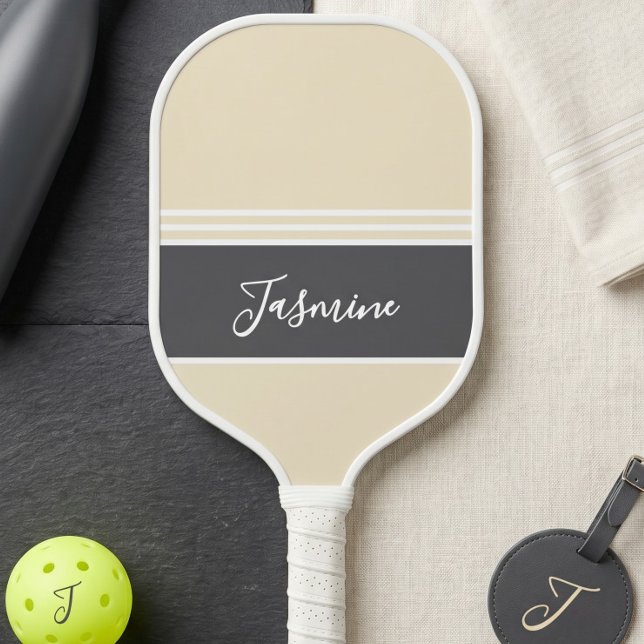 Personalised Custom Name Butter Yellow Grey Pickleball Paddle (Creator Uploaded)