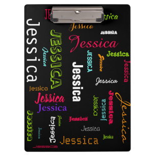Personalised Custom Name Collage Bright Neon Clipboard