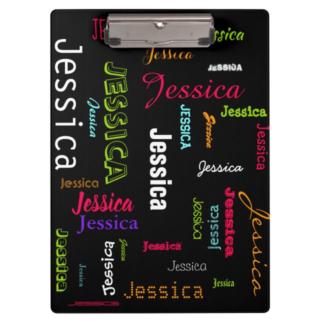 Personalised Custom Name Collage Bright Neon Clipboard (Front)