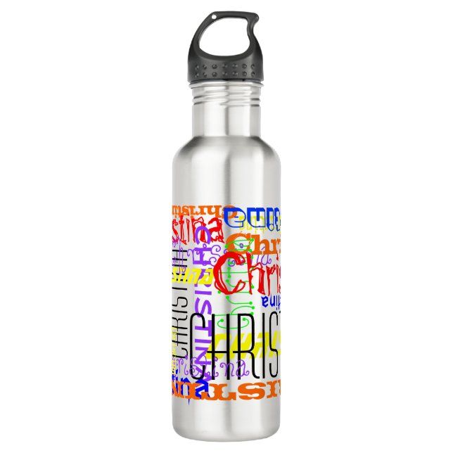 Personalised Custom Name Collage Colourful 710 Ml Water Bottle (Front)