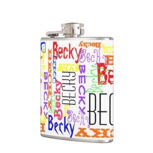 Personalised Custom Name Collage Colourful Hip Flask