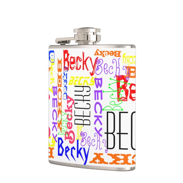 Personalised Custom Name Collage Colourful Hip Flask (Left)