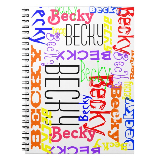 Personalised Custom Name Collage Colourful Notebook (Front)