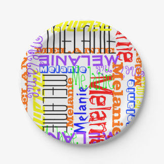 Personalised Custom Name Collage Colourful Paper Plate