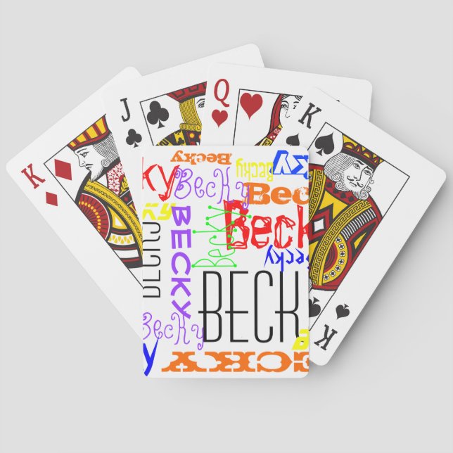 Personalised Custom Name Collage Colourful Playing Cards (Back)