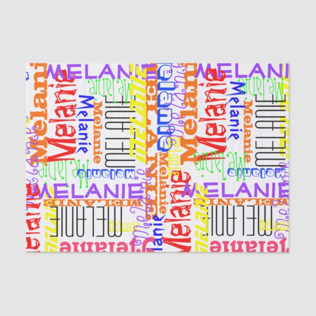 Personalised Custom Name Collage Colourful Tissue Paper (Front)