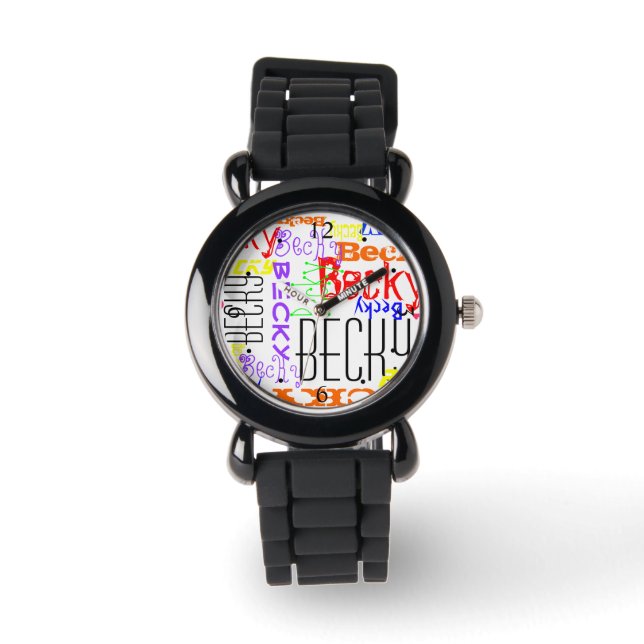 Personalised Custom Name Collage Colourful Watch (Front)