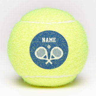 Personalised custom name crossed padel racket logo tennis balls