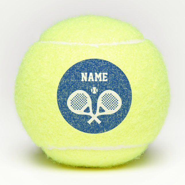 Personalised custom name crossed padel racket logo tennis balls (Front)
