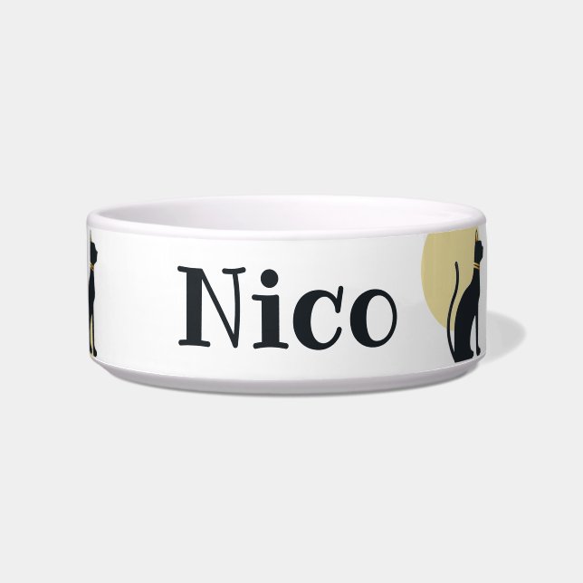 Personalised Custom Name Cute Cat Food or water Bo Bowl (Front)
