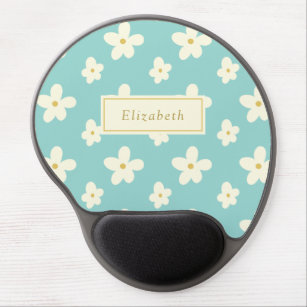 Personalised Custom Name Daisy Cute Floral Flowers Gel Mouse Mat