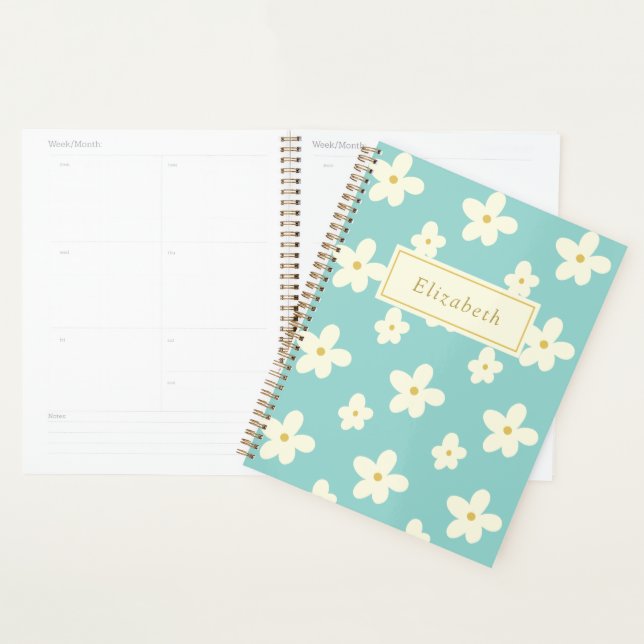 Personalised Custom Name Daisy Floral Cute Flowers Planner (Display)