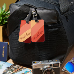 Personalised Custom Name Dark Red Coral Orange Luggage Tag