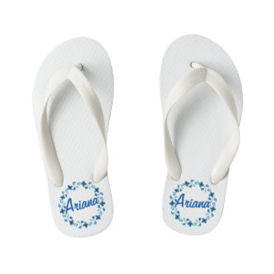 Personalised Custom Name Floral Wreath Flip Flops