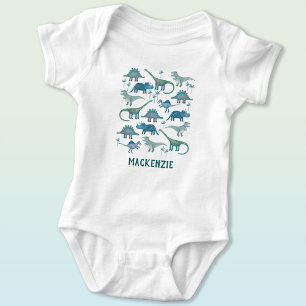 Personalised Custom Name Fun Dinosaur Baby Bodysuit