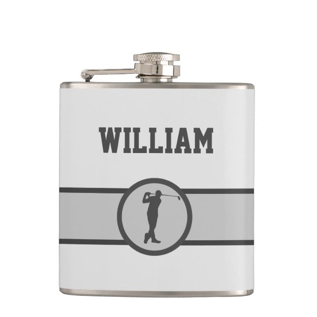 Personalised Custom Name Golfer Gifts  Hip Flask (Front)