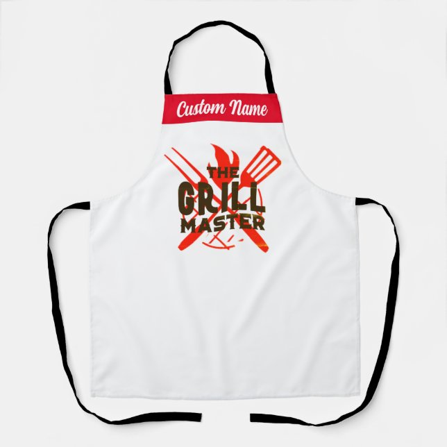 Personalised Custom Name Grill Master Mens Womens Apron (Front)