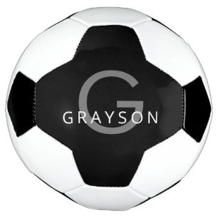 Personalised Custom Name Initial Black Grey Football