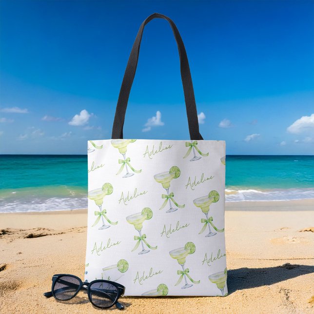 Personalised Custom Name Margarita Pattern Tote Bag (Shown on a medium-sized tote bag)