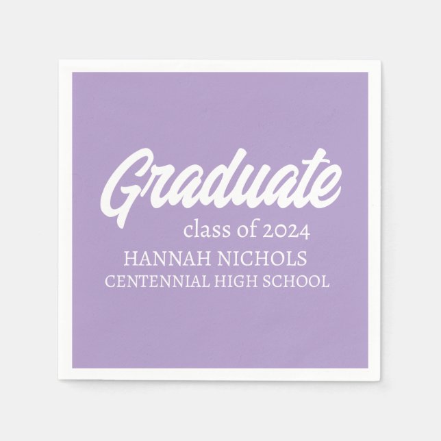 Personalised Custom Name Modern Script Graduation  Napkin (Front)