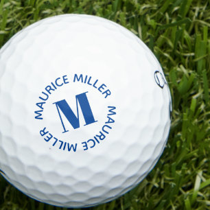 Personalised Custom Name Monogram Blue Golf Balls