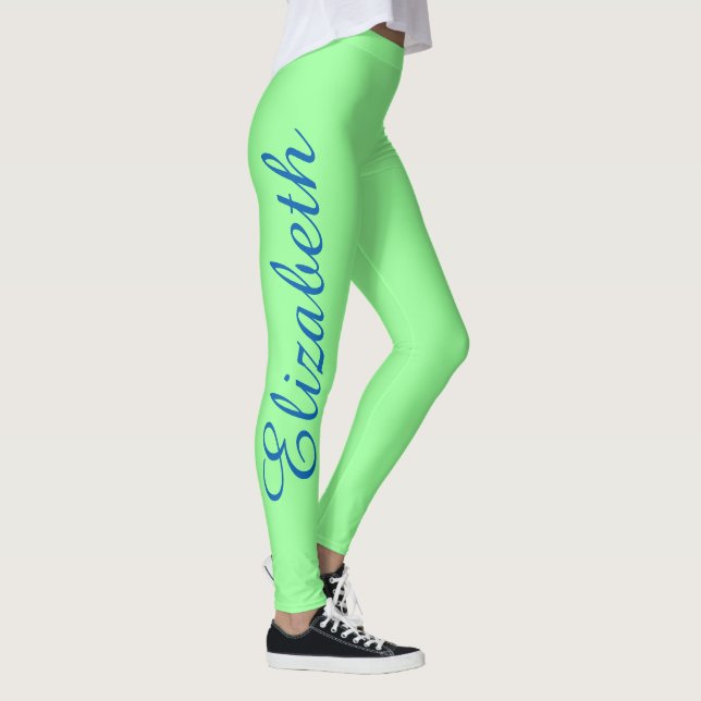 Personalised Custom Name Monogram Mint Green Leggings (Right)