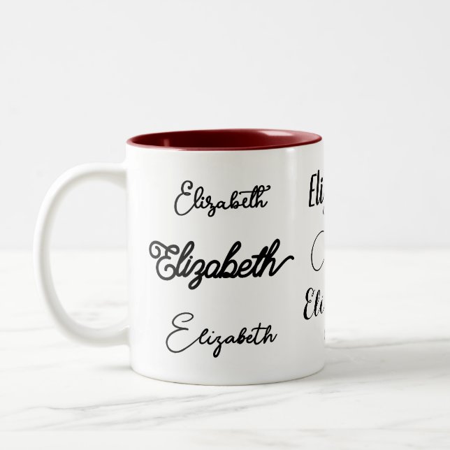 Personalised Custom Name Monogram Signature Script Two-Tone Coffee Mug (Left)