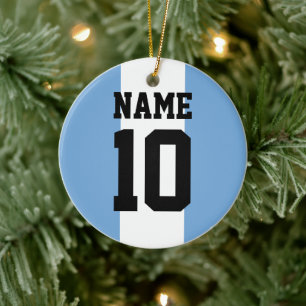 Personalised custom name & number Argentina Flag Ceramic Tree Decoration