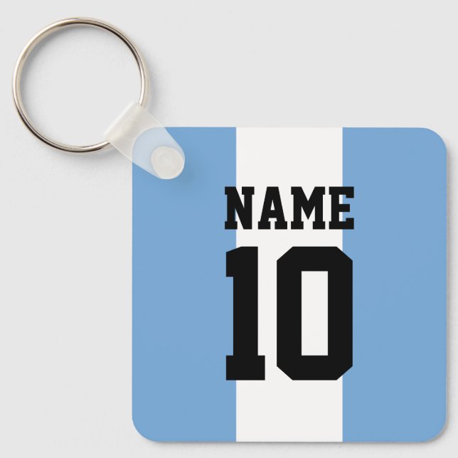 Personalised custom name & number Argentina Flag Key Ring (Front)