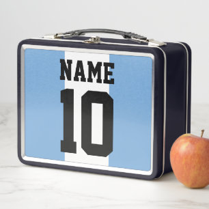 Personalised custom name & number Argentina Flag Metal Lunch Box
