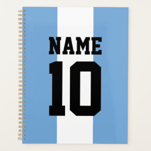 Personalised custom name & number Argentina Flag Planner