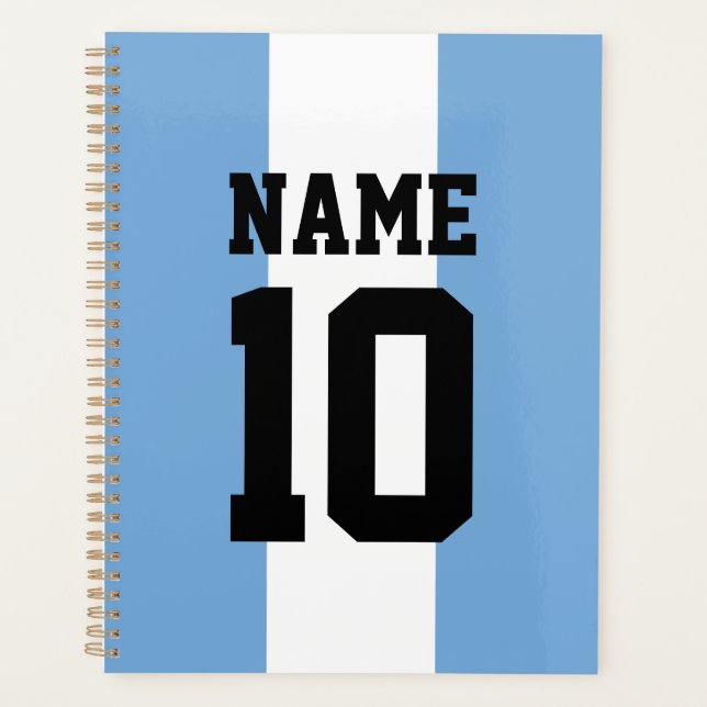 Personalised custom name & number Argentina Flag Planner (Front)