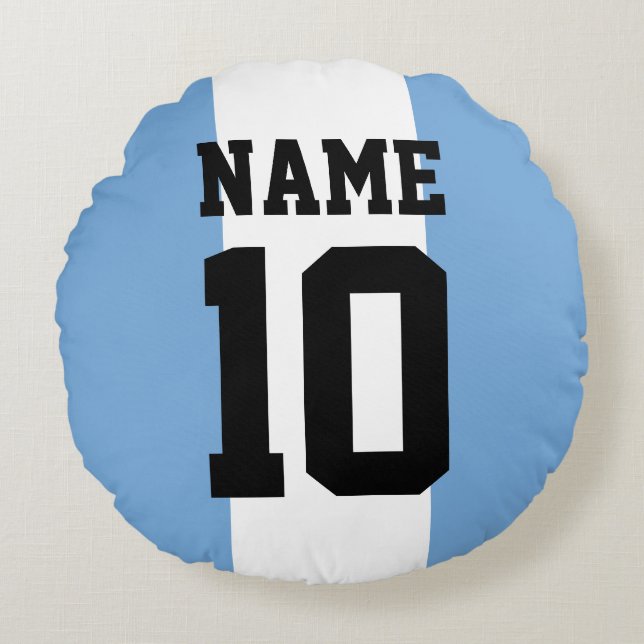 Personalised custom name & number Argentina Flag Round Cushion (Front)