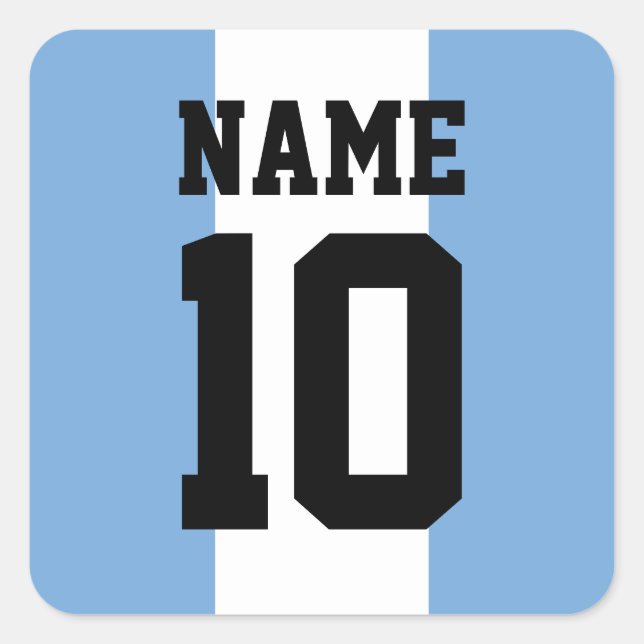 Personalised custom name & number Argentina Flag Square Sticker (Front)