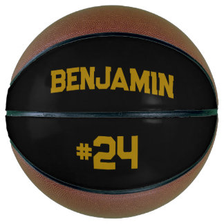 Personalised Custom Name & Number Basketball Gold