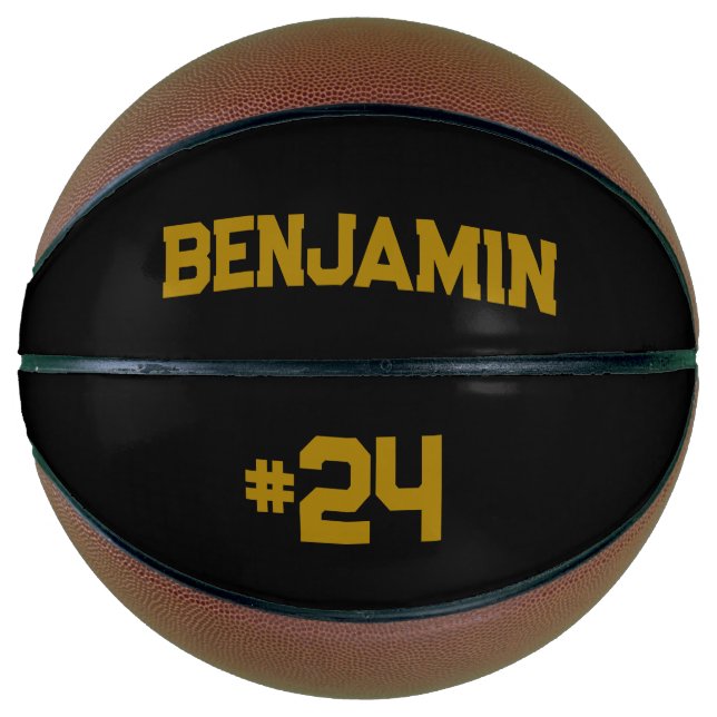 Personalised Custom Name & Number Basketball Gold (Front)