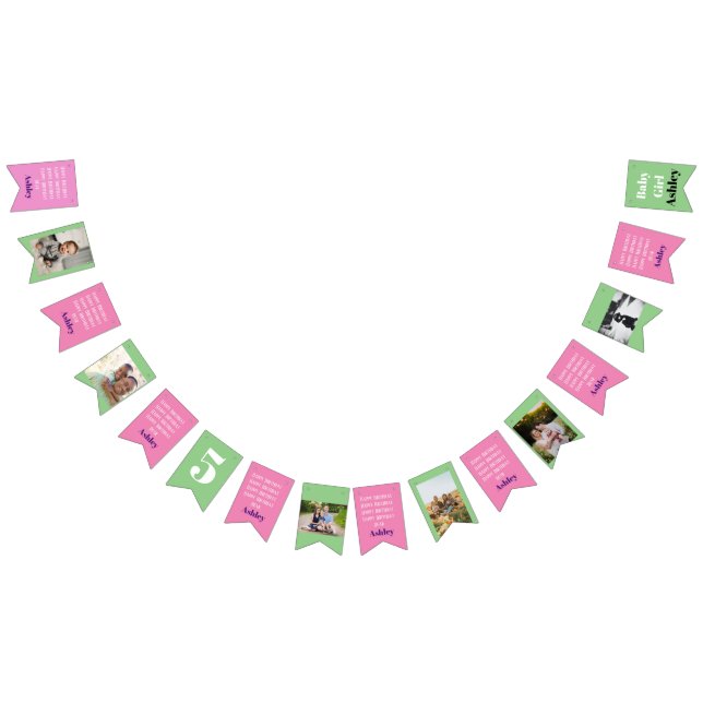 Personalised Custom Name Photo Stylish Modern. Bunting (All)