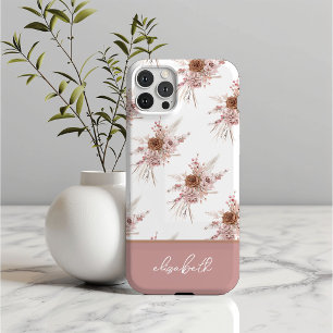 Personalised Custom Name Pink Floral iPhone 15 Pro Case