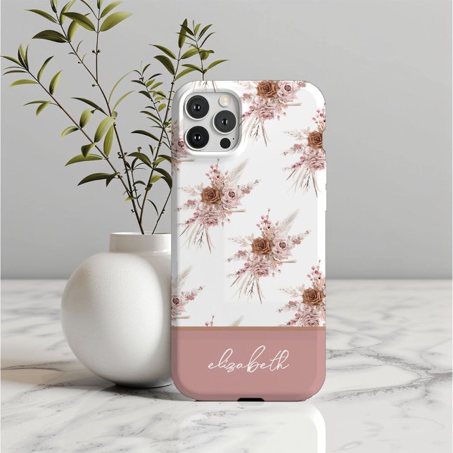 Personalised Custom Name Pink Floral Case-Mate iPhone Case (Creator Uploaded)