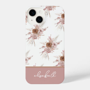 Personalised Custom Name Pink Floral iPhone 14 Case