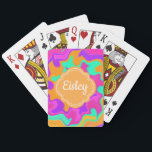 Personalised custom name playing cards for kids<br><div class="desc">Personalised  and Name Gifts featuring sorbet swirl design with quotrafoil frame in scripy font style  Perfect as a gift for teen,  kids,  mum,  or party favour. Design is printed as shown. You may custom change the font and font colour to your liking</div>