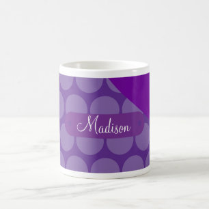 Personalised Custom Name Purple Polka Dots Wave Coffee Mug