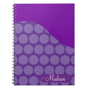 Personalised Custom Name Purple Polka Dots Wave Notebook