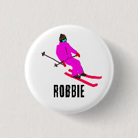  Personalised Custom Name Retro Pink Skier Girl